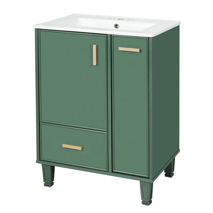 Bathroom Vanity With Sink, Deep Drawer, Door Shelf, 2 Tier Basket Noble House