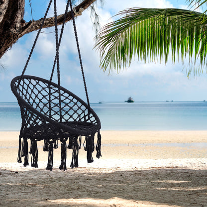 Macrame Hanging Hammock Chair, Cotton Rope Swing For Indoor And Outdoor Use Home Essentials