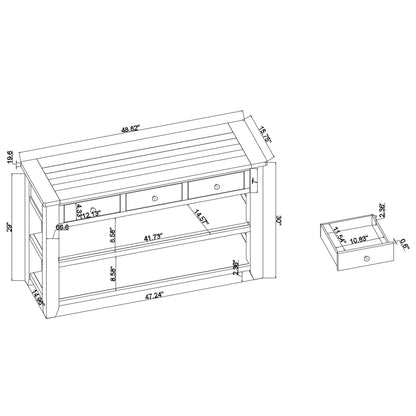 49'' Rectangular Solid 3 Drawer 2 Shelf Console Table - Blue Home Essentials