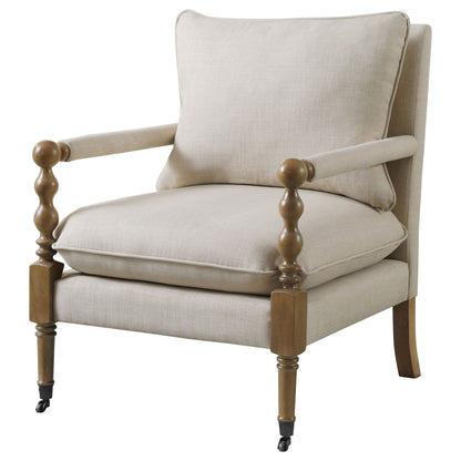 Accent Chair With Turned Legs - Beige Furniture Max