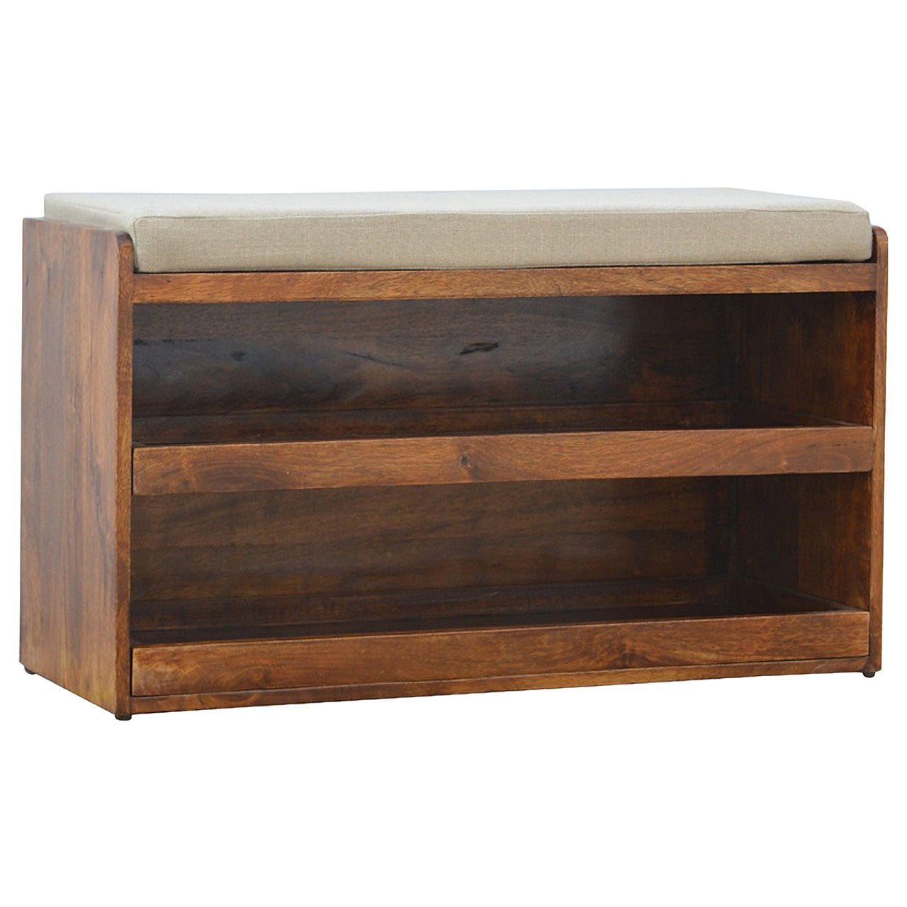 Pull Out Shoe Bench - Chestnut / Mud Linen Artisan Furniture