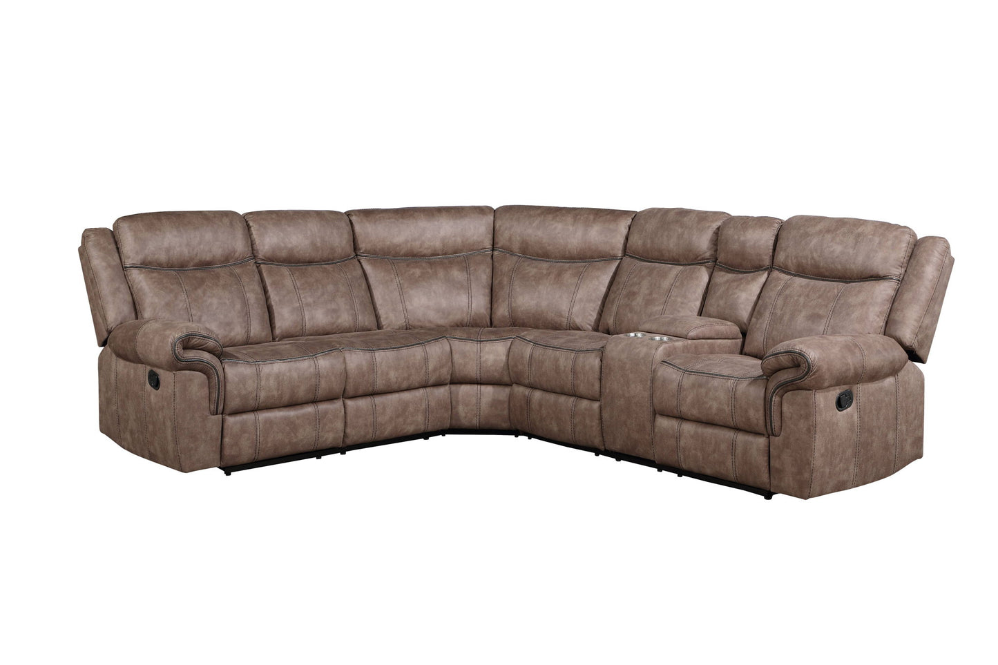 Dollum - Two Tone Nubuck Manual Recliner Sectional Sofa With USB Port Cupholder Console Acme