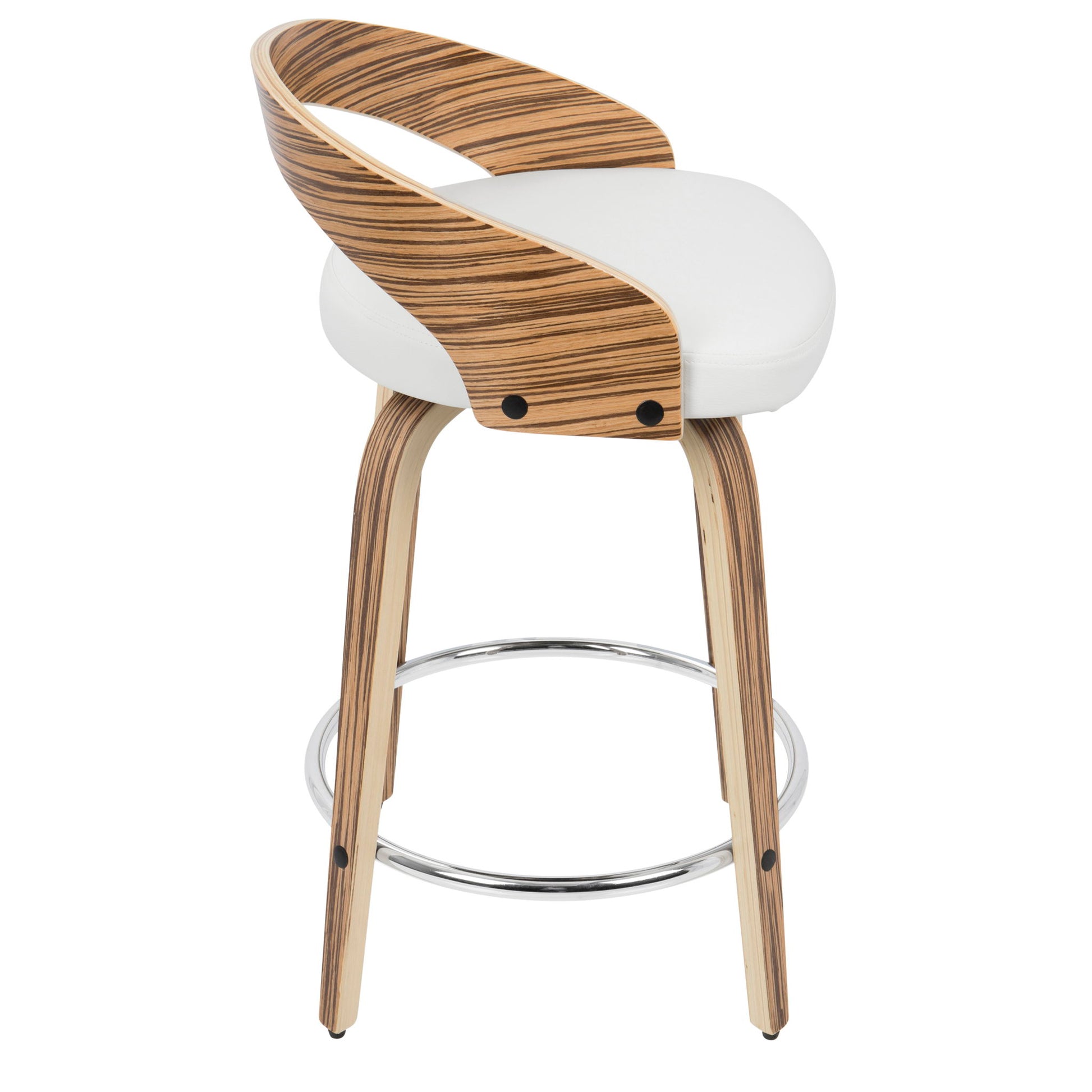 Grotto - Contemporary Fixed Height Counter Stool & Swivel With Round Footrest (Set of 2) Lumi Source