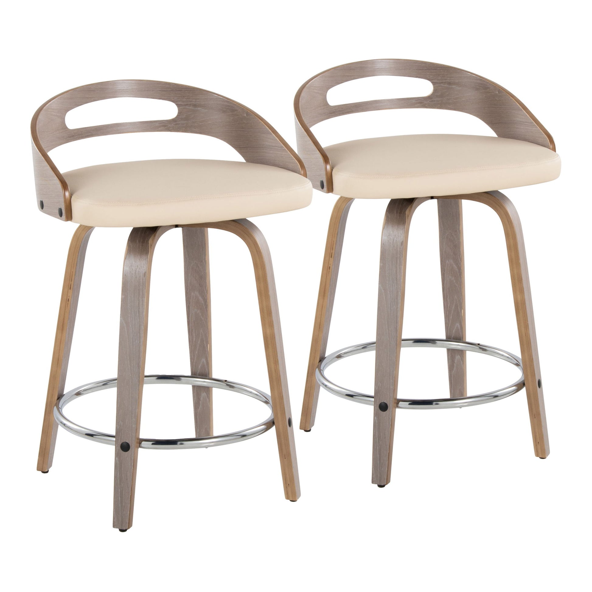 Cassis - Mid Century Modern Fixed Height Counter Stool With Swivel With Round Footrest (Set of 2) Lumi Source