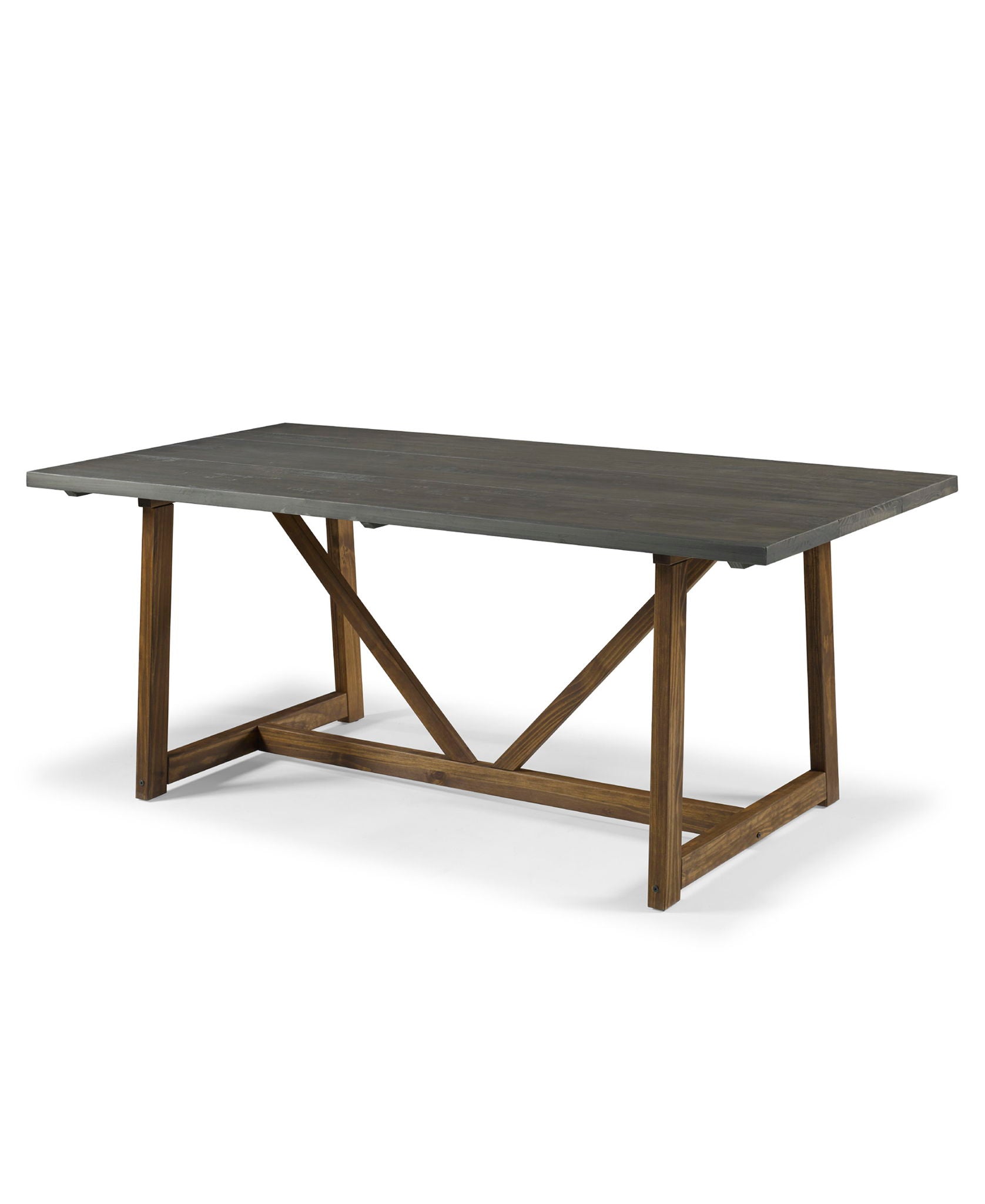 Modern Farmhouse Solid Wood V Frame Trestle Dining Table - Gray / Brown Walker Edison