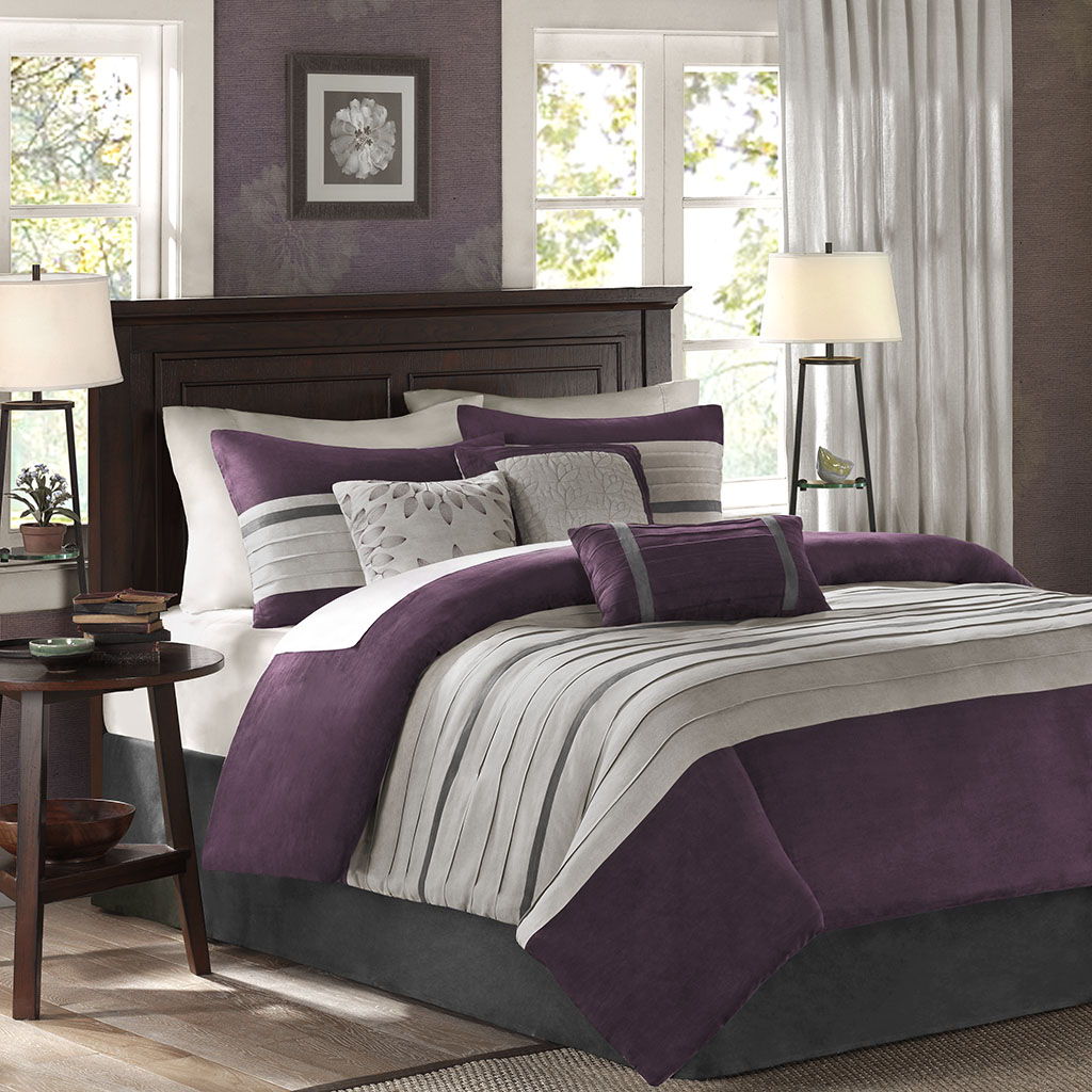 Palmer - King Piece Comforter (Set of 7) - Purple Madison Park