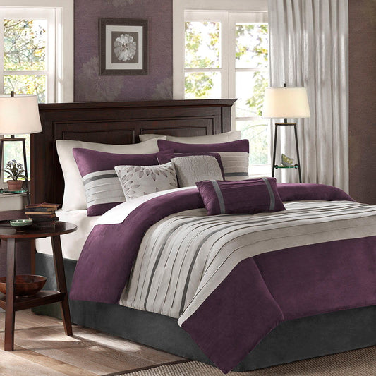 Palmer - Queen Piece Comforter (Set of 7) - Purple Madison Park