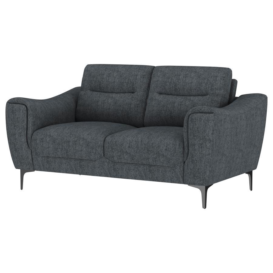 Nolan - Upholstered Sloped Track Arm Loveseat - Charcoal Coaster Fine Furniture