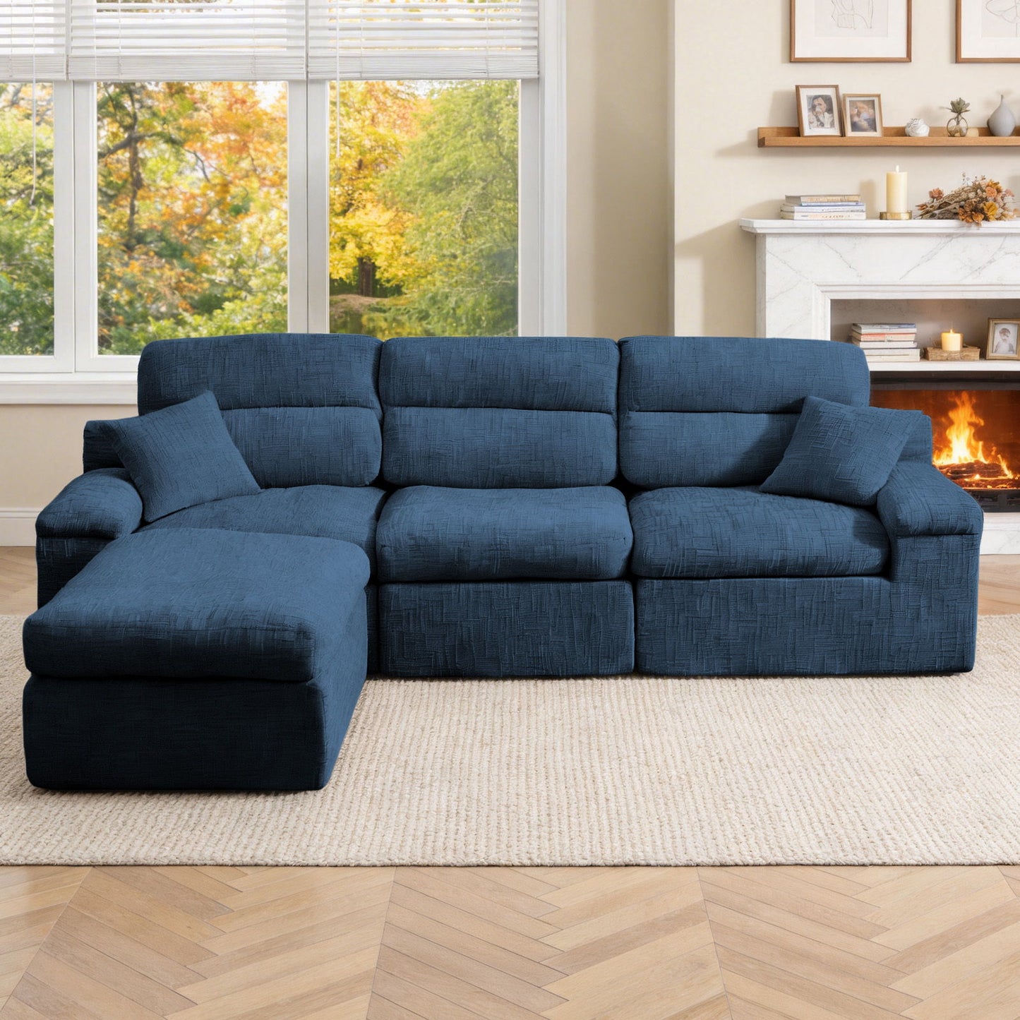 Corner Chaise Sofa With High Backrest Home Essentials
