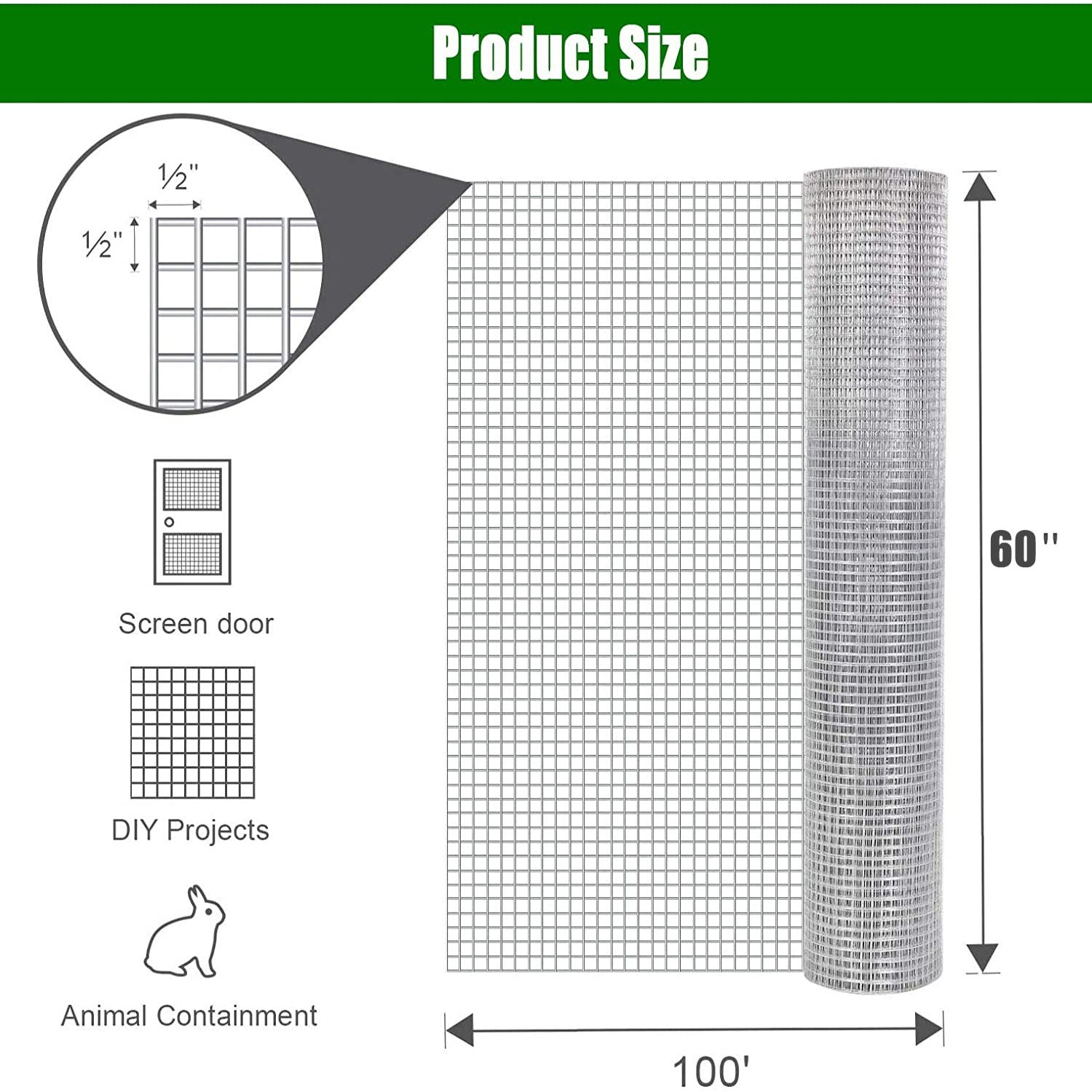 Galvanized Hardware Cloth, Chicken Wire Fence Roll For Garden And Animal Enclosures - Silver Daily Nest