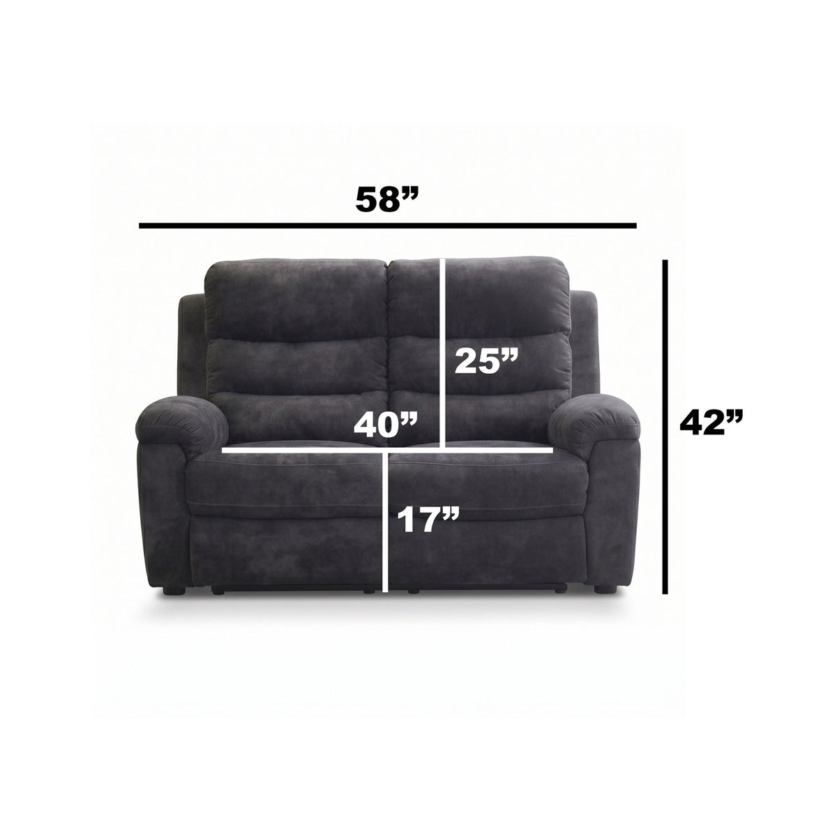 2 Seat Manual Recliner Loveseat With 150° Deep Recline, For Small Living Spaces - Dark Gray Home Essentials