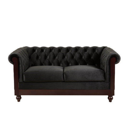 Chesterfield Velvet Loveseat Sofa, 2 Person Rolled Arm Upholstered Couch Noble House