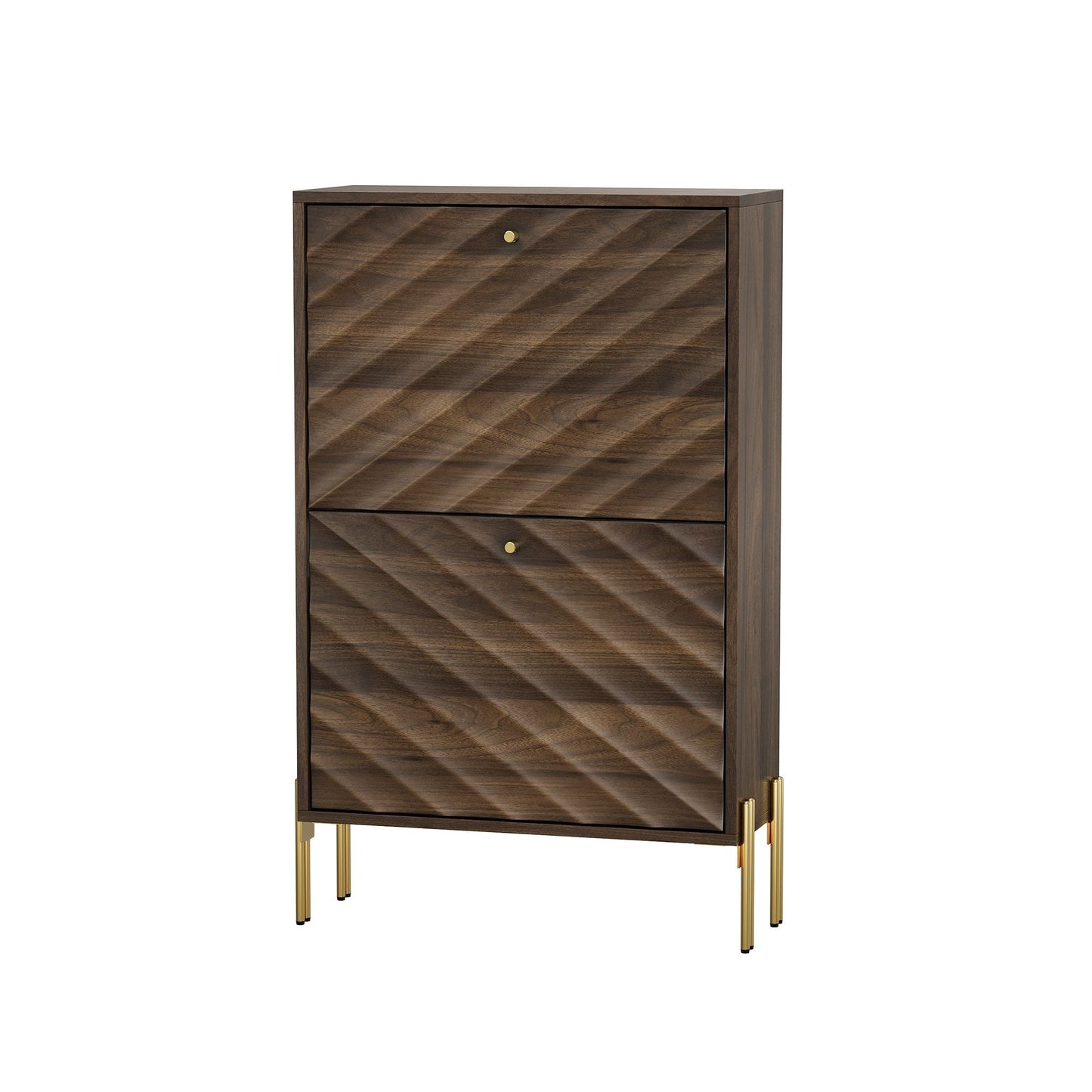 Shoe Cabinet, Freestanding Organizer For Entryway - Walnut Home Essentials
