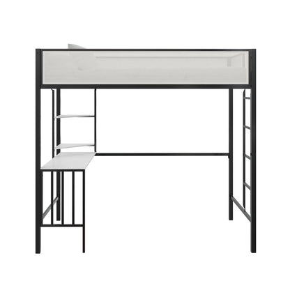 Axel - Twin Loft Bed With Desk & Shelves - Black Home Essentials