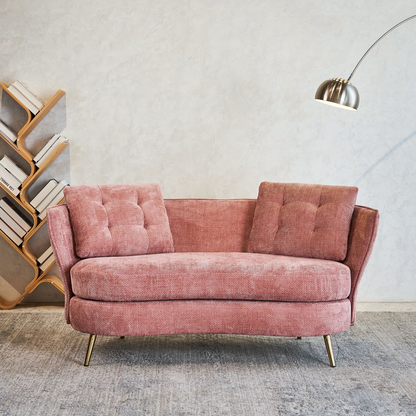 Loveseat Sofa, Upholstered Couch With Metal Legs