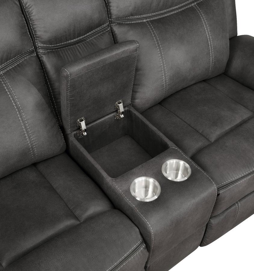 Lawrence - Upholstered Padded Arm Reclining Loveseat - Charcoal CoasterEveryday