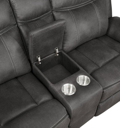 Lawrence - Upholstered Padded Arm Reclining Loveseat - Charcoal CoasterEveryday