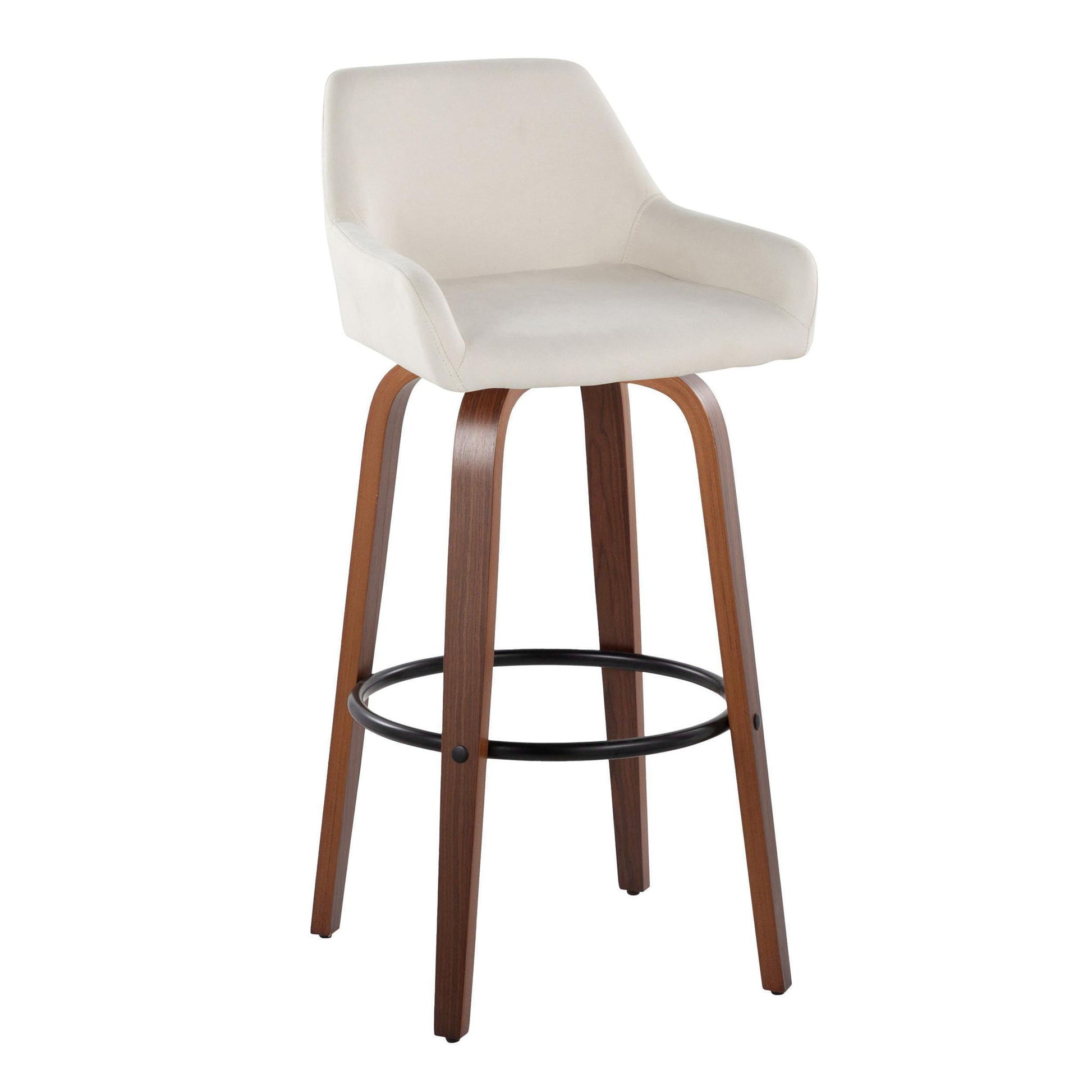 Daniella - Contemporary Fixed Height, Barstool & Swivel And Round Footrest (Set of 2) Lumi Source