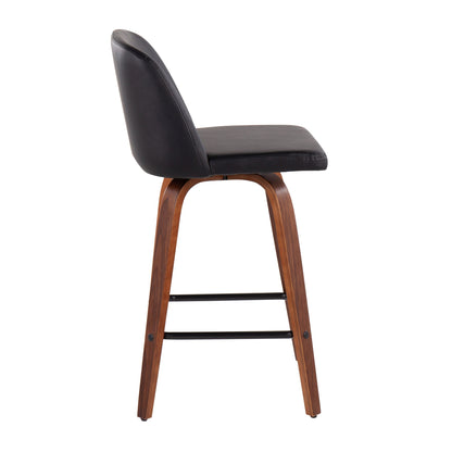 Toriano - Mid Century Modern Fixed Height Counter Stool & Square Footrest (Set of 2) Lumi Source