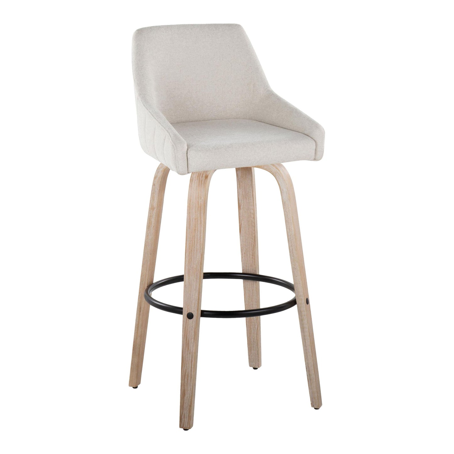 Hannah - Transitional Fixed Height Barstool With Swivel With Round Footrest (Set of 2) Lumi Source
