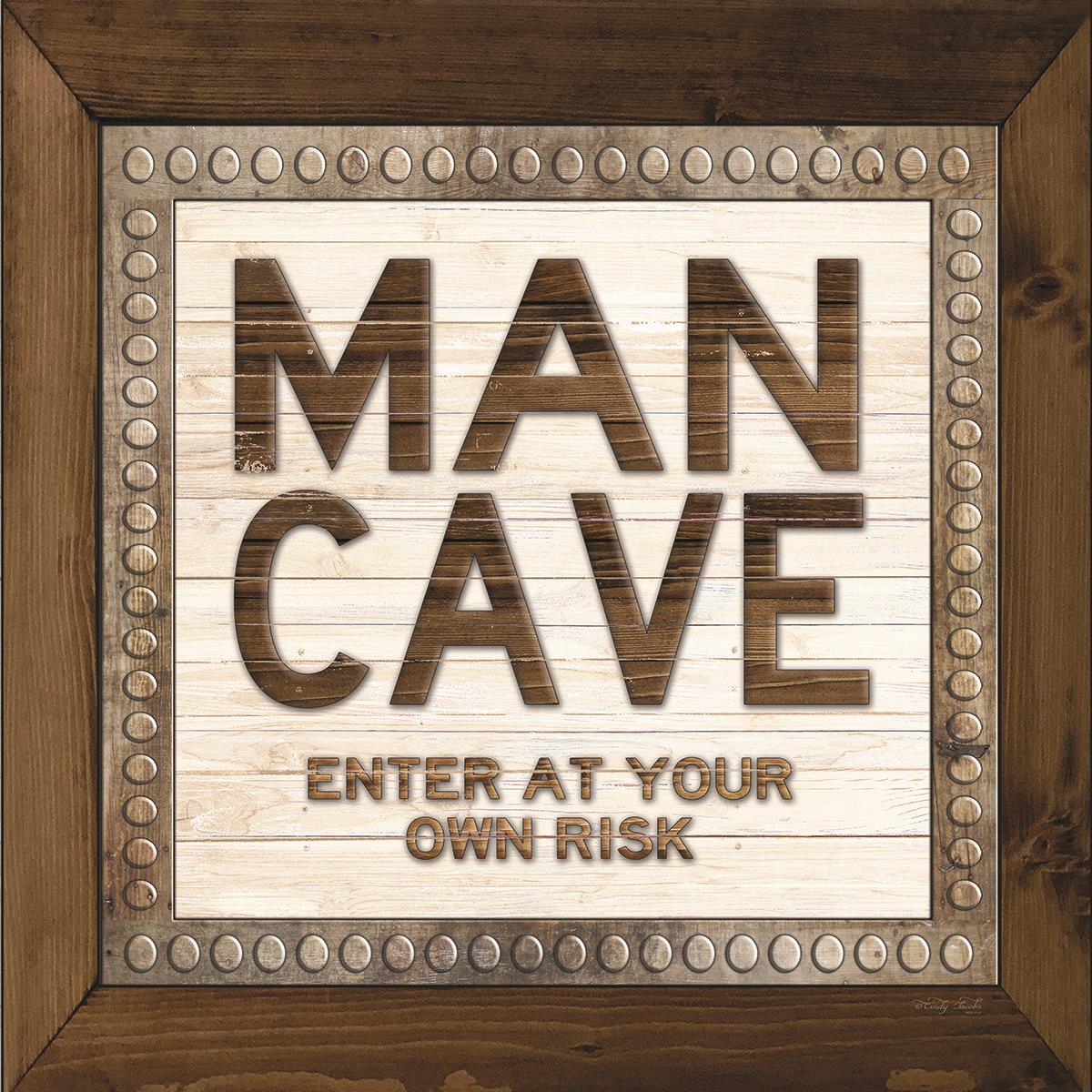 Framed Small - Man Cave By Cindy Jacobs - Dark Brown