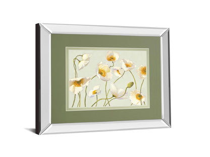 White Bright Poppies By Novak - Mirror Framed Print Wall Art - White