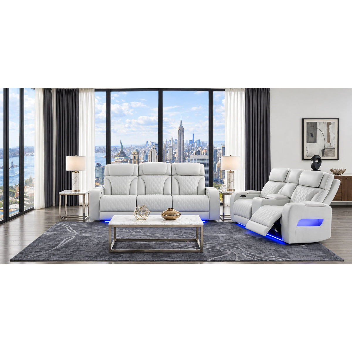 Julian - Set With Power Recliner, LED Lighting & Speaker Global Furniture USA