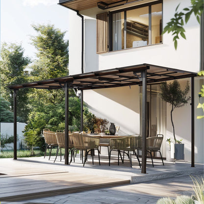 Wall Mounted Outdoor Pergola Gazebo, Heavy Duty Metal Awning With Roof Home Essentials