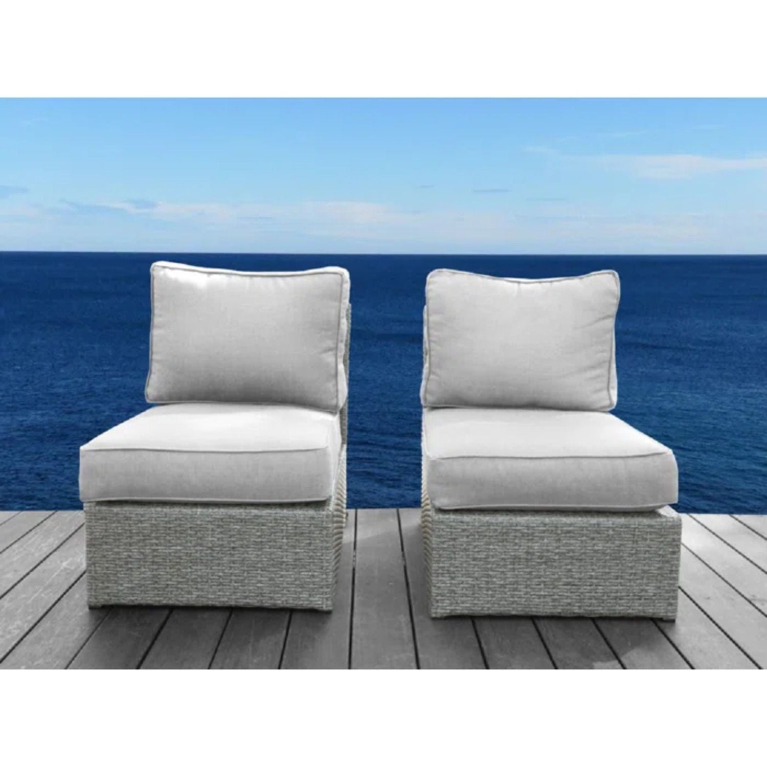 Armless Patio Chair With Cushions LSI Patio Furniture