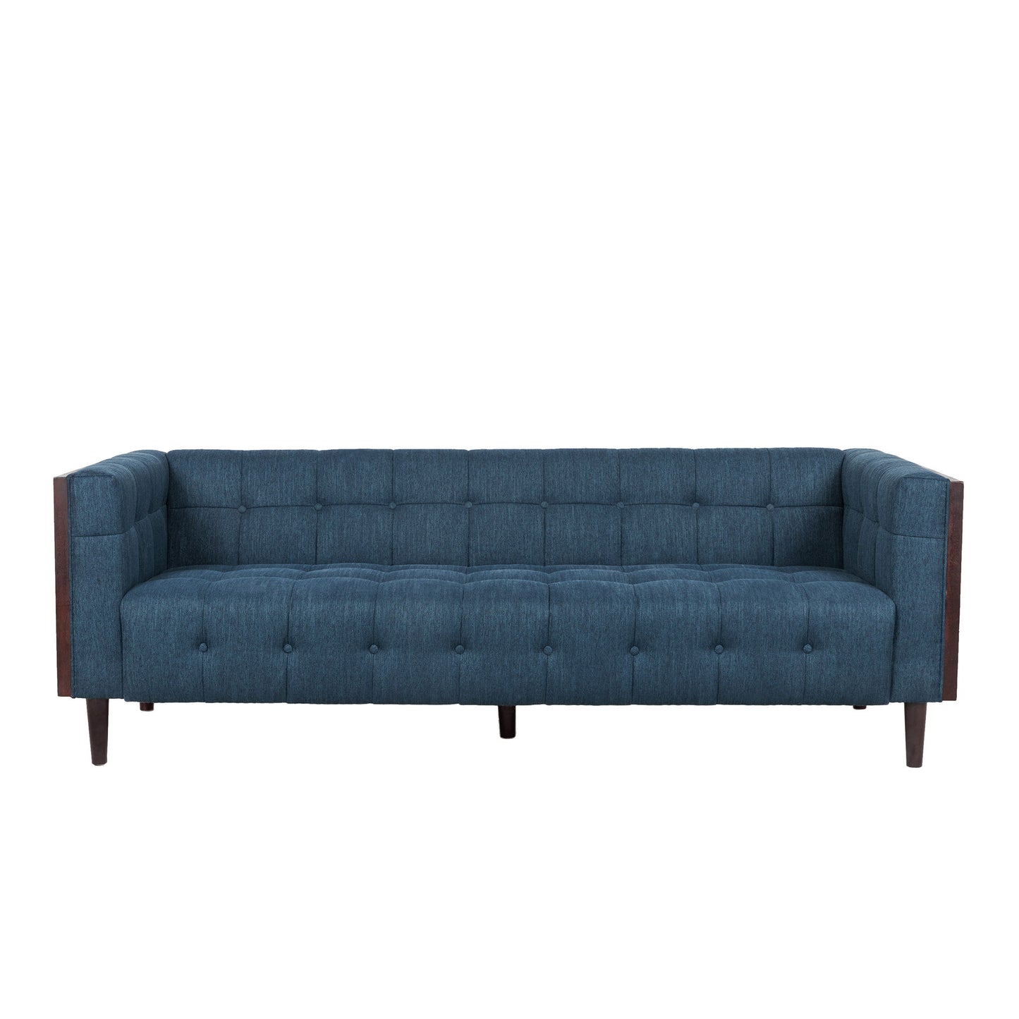 Contemporary Mid-Century Charm 3 Seater Sofa With Button Tufted Waffle Stitching Noble House