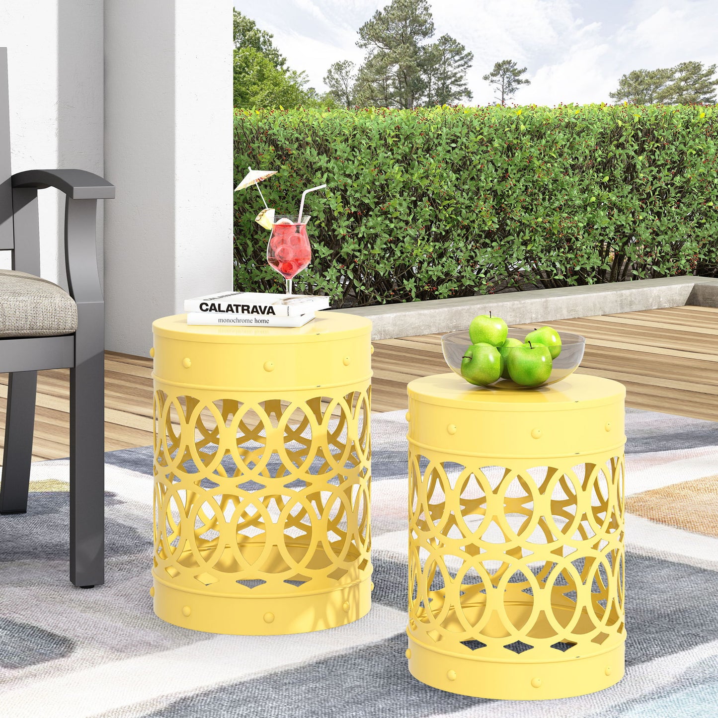 Outdoor Metal S/2 End Table Noble House