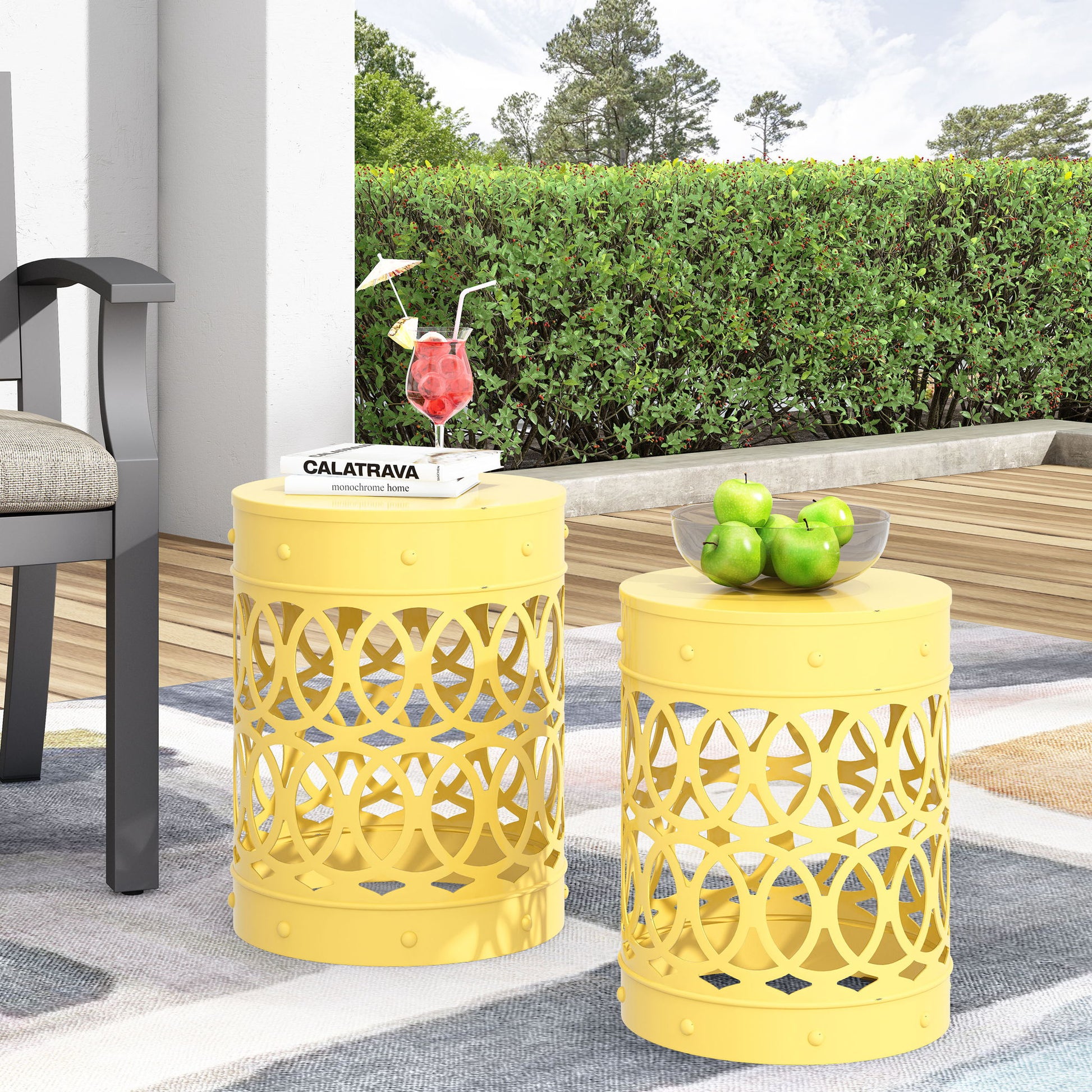 Outdoor Metal S/2 End Table Noble House