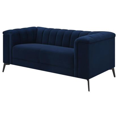 Chalet - Upholstered Tuxedo Arm Tufted Loveseat - Blue CoasterEssence