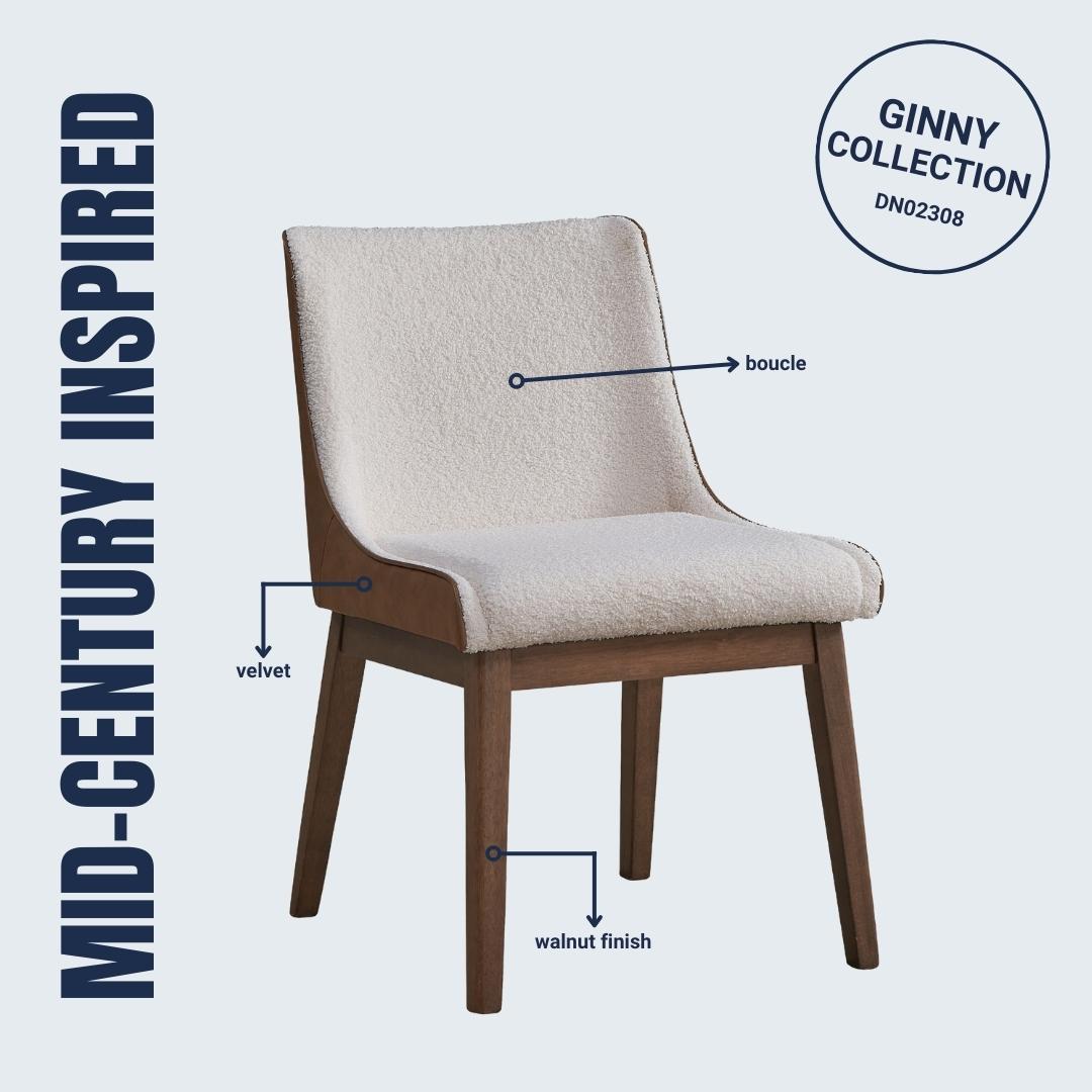 Ginny - Boucle Velvet Side Chair (Set of 2) - Walnut Acme