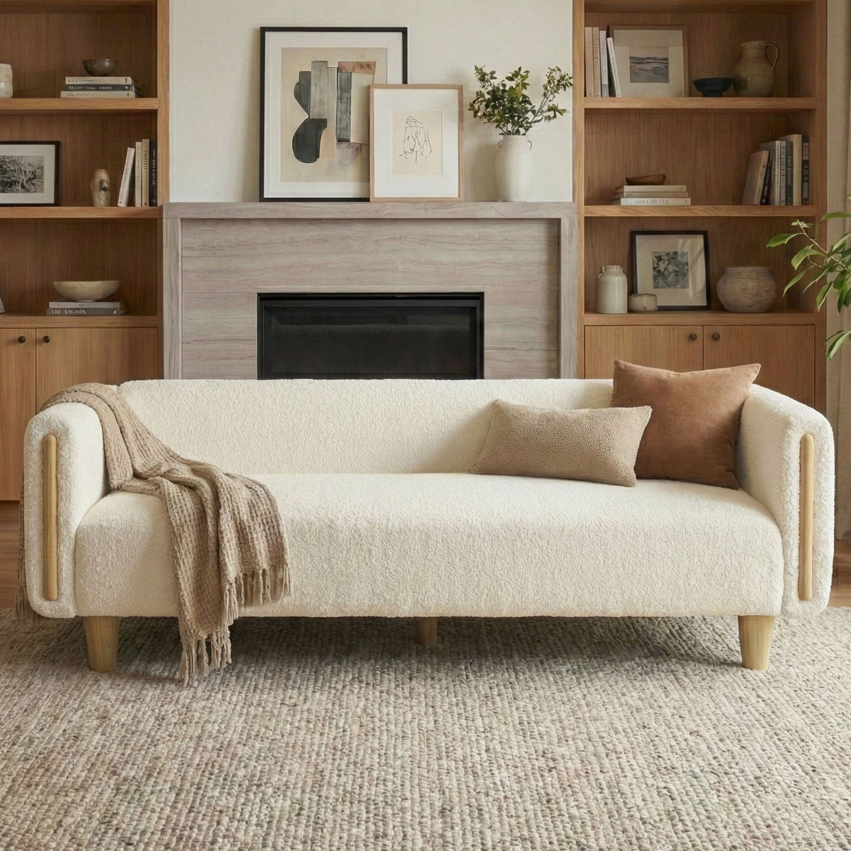 3 Seater Sofa With Armrests For Living Room Noble House