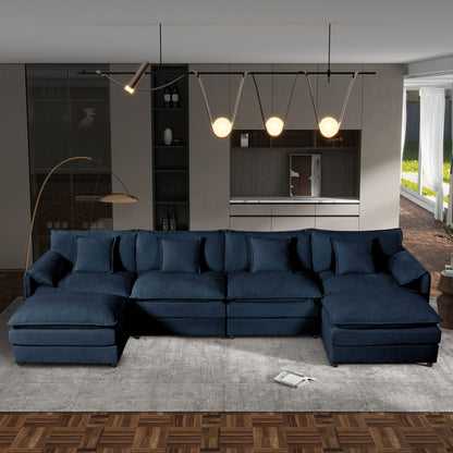 Modern Comfy Deep Seat Modular Sectional Sofa Cloud Couch With Ottoman Home Essentials
