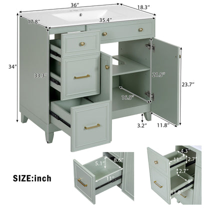 Bathroom Vanity With Sink, Soft Close Doors, Adjustable Shelves Hearth and Haven