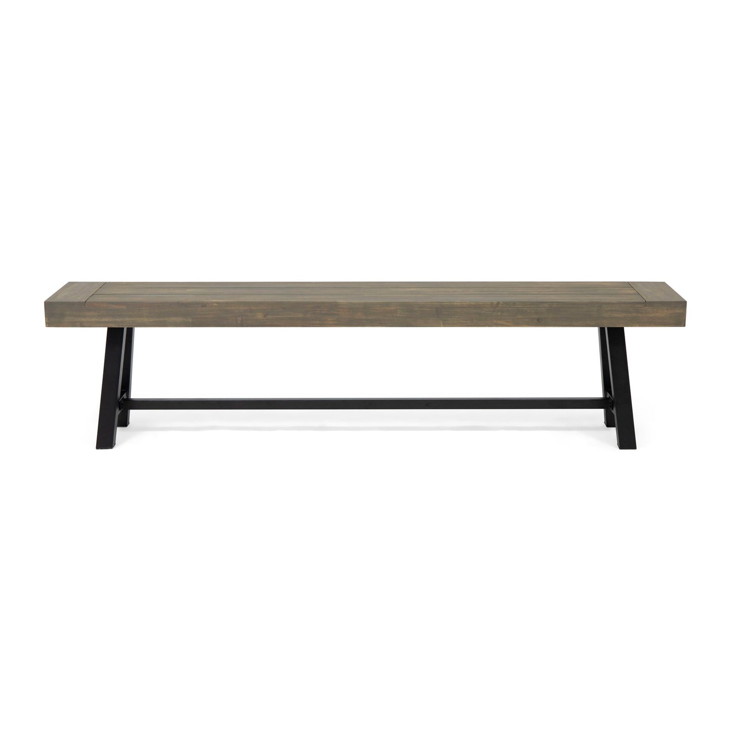 Outdoor Patio Bench - Gray / Rustic Metal Noble House