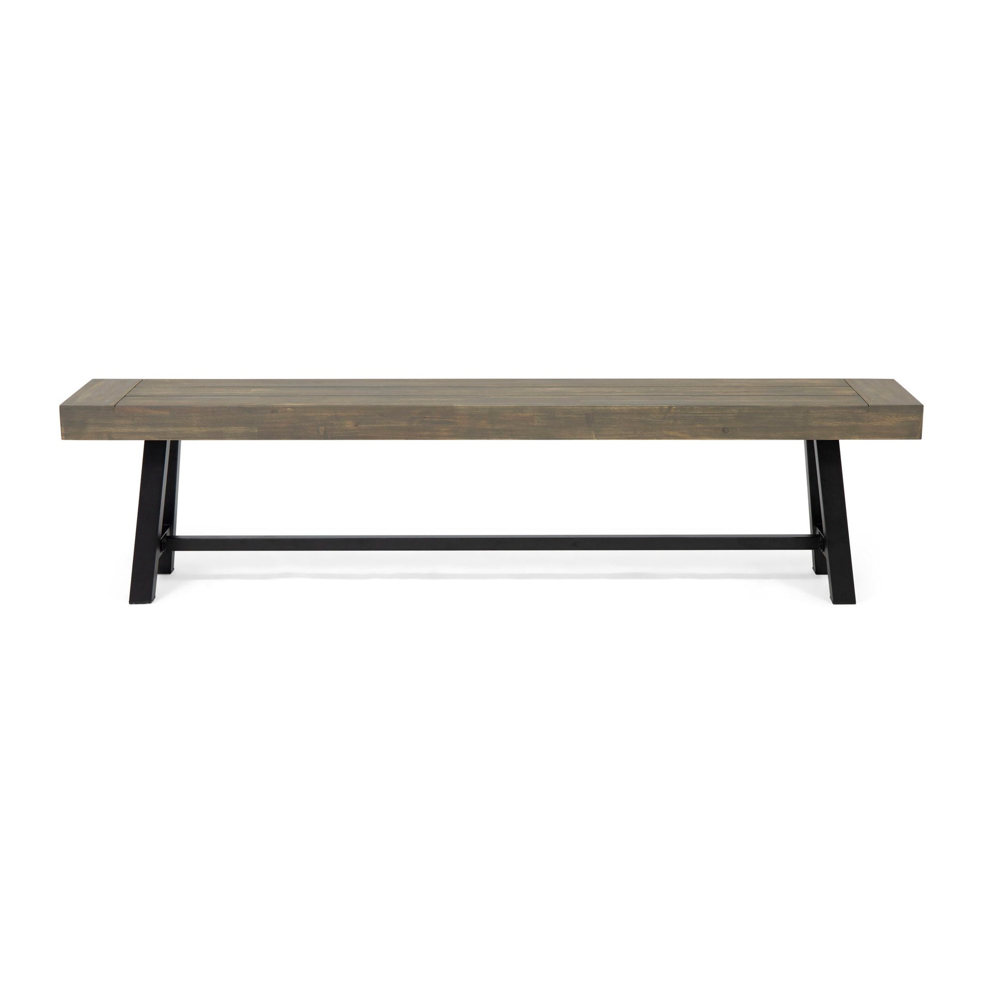 Outdoor Patio Bench - Gray / Rustic Metal Noble House