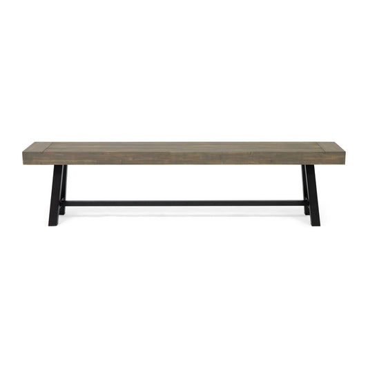 Outdoor Patio Bench - Gray / Rustic Metal Noble House