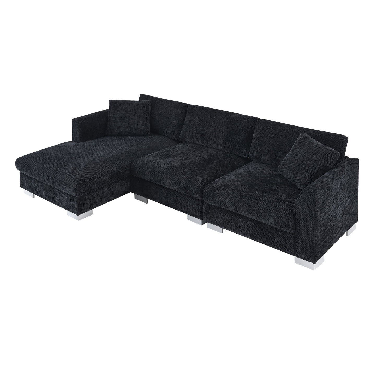 Modern Cloud Sectional Sofa L Shaped Luxury Couch Set With 2 Free Pillows 4 Seat With Oversized Chaise Luxe & Co.