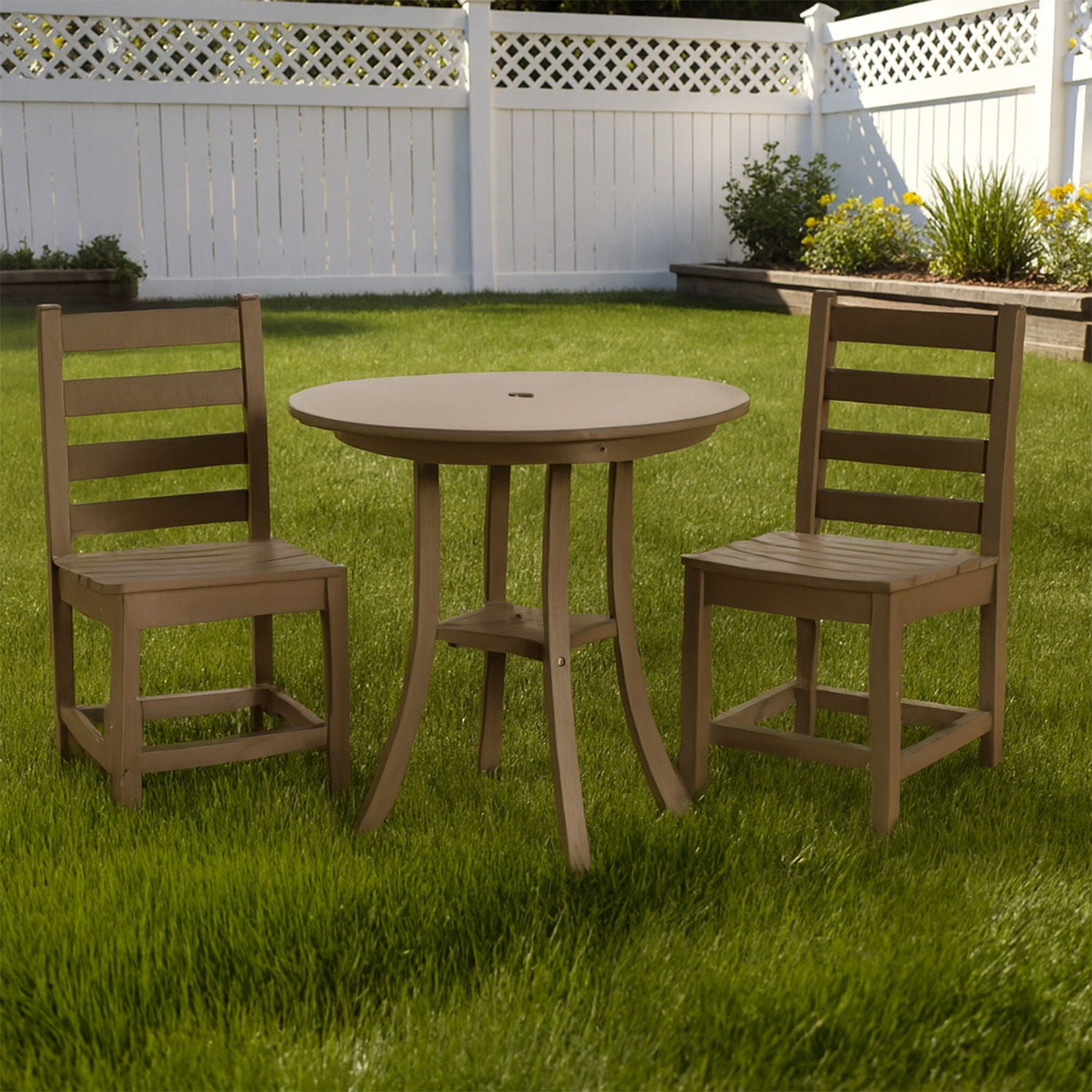3 Piece Outdoor Dining Set, Round Patio Table With 2 Armless Chairs Home Essentials