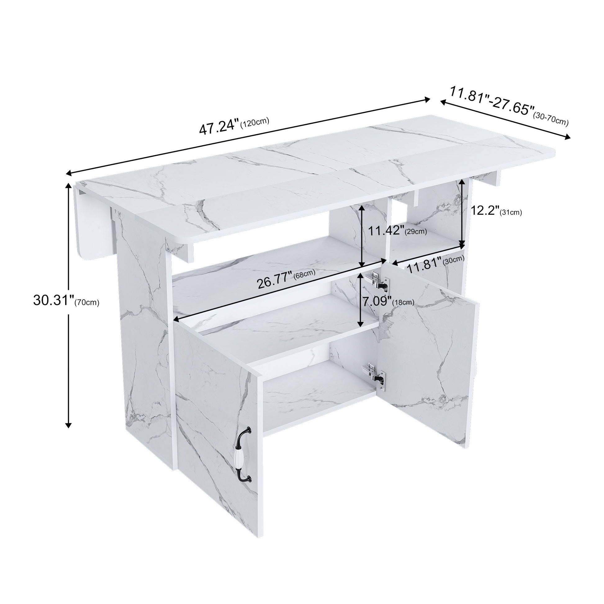 Multi Functional Folding Table With Storage Shelves And Wheels Home Essentials