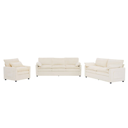 Modern Sofa Set With Double Layer Cushion And Side Storage Pockets Hearth and Haven