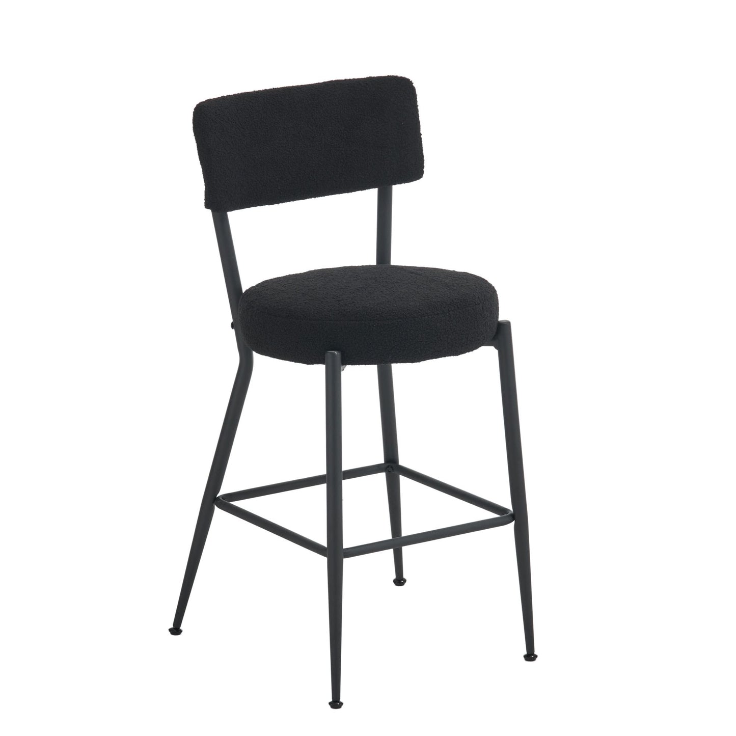 Modern Teddy Fabric Upholstered Bar Stools - Black Legs Home Essentials