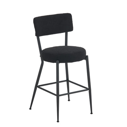 Modern Teddy Fabric Upholstered Bar Stools - Black Legs Home Essentials