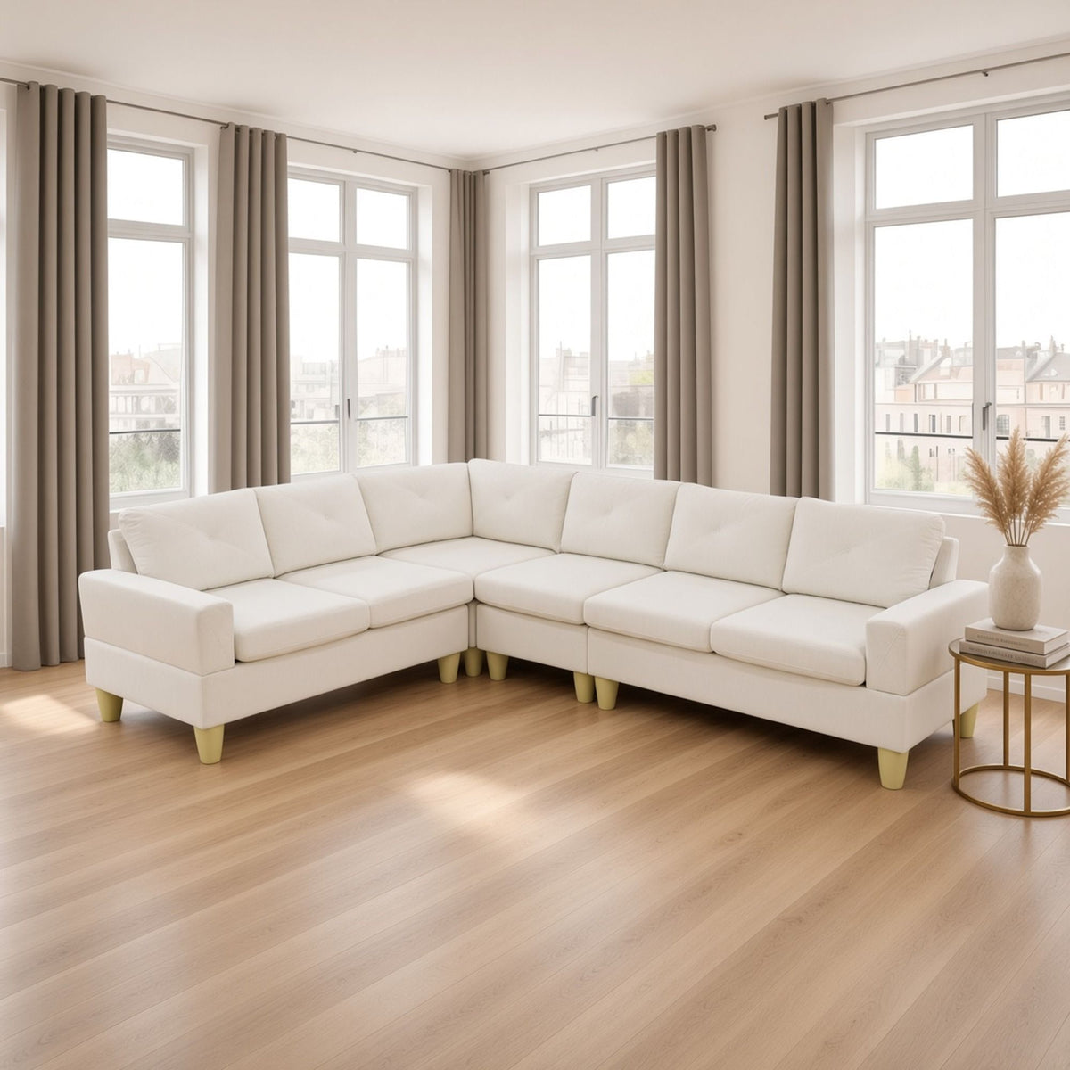 Modular L - Shaped Sectional Sofa 6 Seater 4 Piece Couch With Chaise Home Essentials