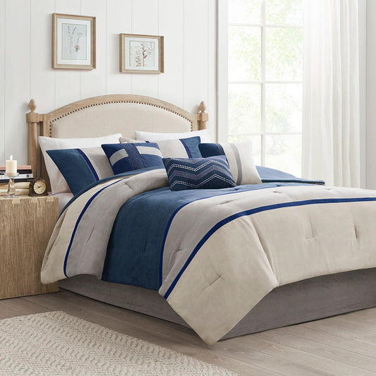 Palisades - King 7 Piece Comforter Set - Blue Madison Park