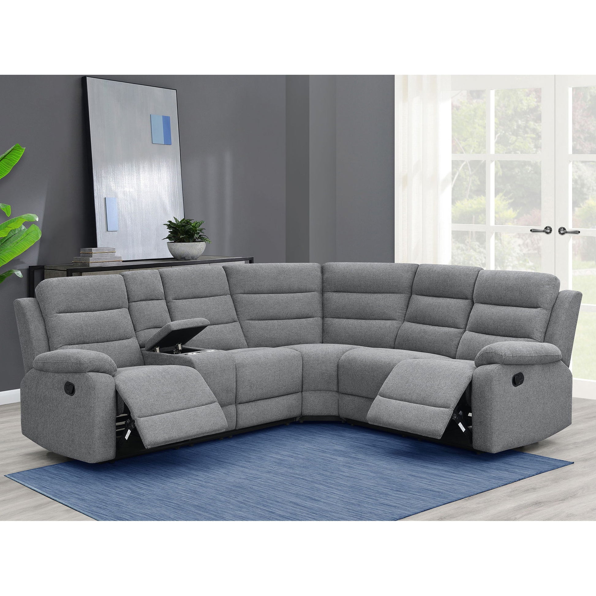 Aaron - 3 Piece Upholstered Sectional - Smoke Furniture Max