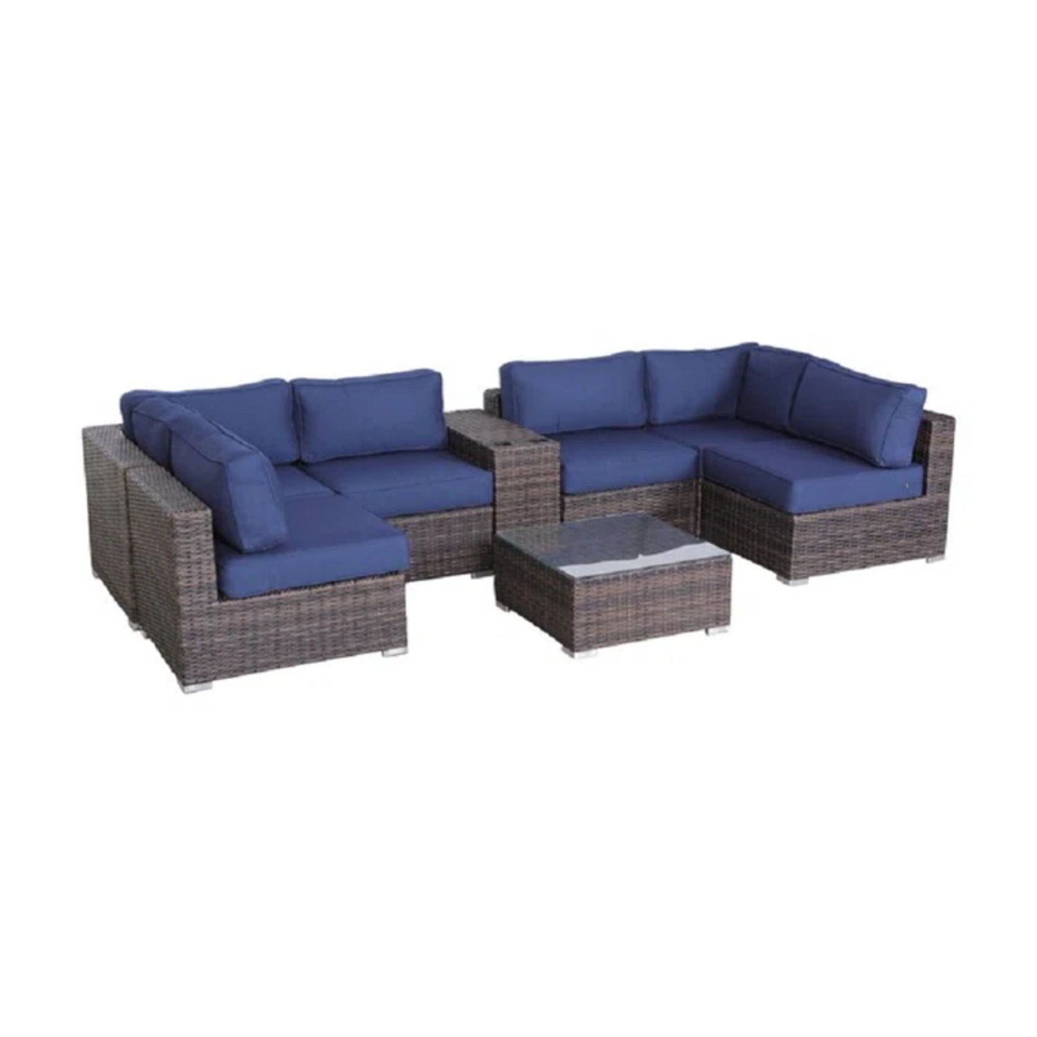 Elegant 4 Person Wicker Patio Seating Set With Cushions And Glass Top Table LSI Patio Furniture